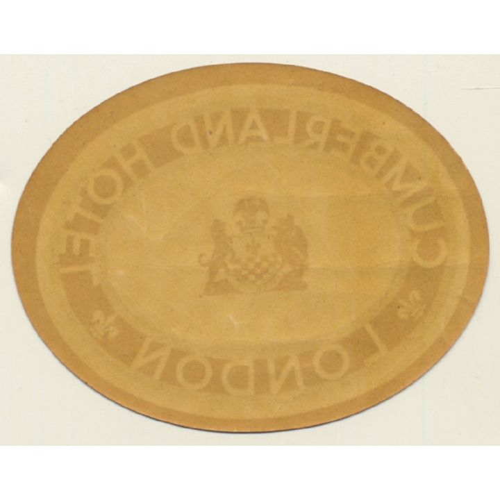 London / UK: Cumberland Hotel *2 (Vintage Luggage Label ~1930s/1940s)