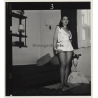 Tantalizing Darkhaired Semi Nude Flashing Boobs*3 (Vintage Contact Sheet Photo 1970s)