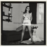 Tantalizing Darkhaired Semi Nude Flashing Boobs*6 (Vintage Contact Sheet Photo 1970s)