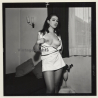 Tantalizing Darkhaired Semi Nude Flashing Boobs*7 (Vintage Contact Sheet Photo 1970s)