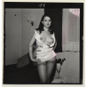 Tantalizing Darkhaired Semi Nude Flashing Boobs*11 (Vintage Contact Sheet Photo 1970s)