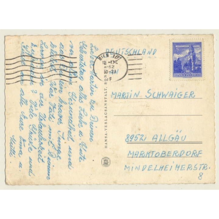 Walt Disney: Mickey Mouse On Scooter / Postman (Vintage PC 1962)