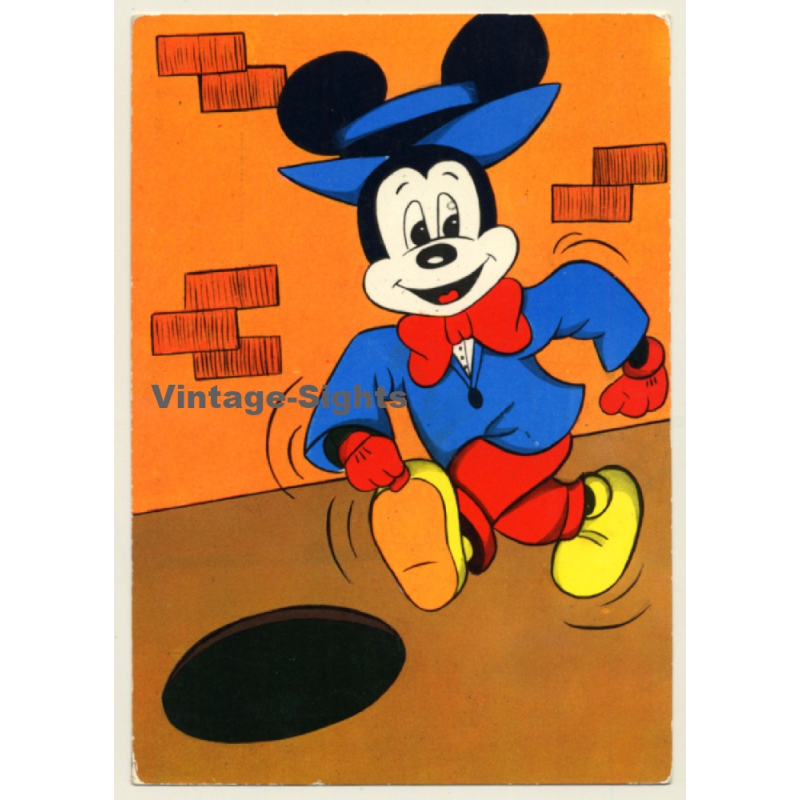 Walt Disney: Mickey Mouse About To Fall In Gully (Vintage PC 1965)