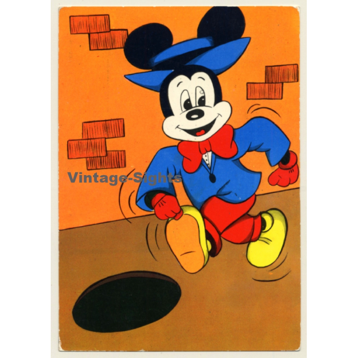 Walt Disney: Mickey Mouse About To Fall In Gully (Vintage PC 1965)
