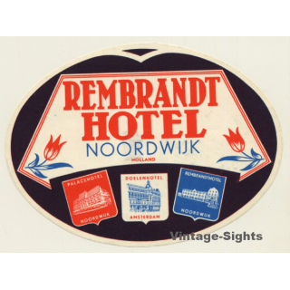 Noordwijk / Netherlands: Hotel Rembrandt (Vintage Luggage Label)