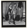 Semi Nude Blonde & Brunette Put On Lacquer Lingerie*2 / BDSM (Vintage Contact Sheet Photo 1970s)