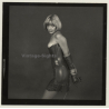 Slim Blonde Semi Nude In Lacquer Bodice*4 / Bondage - BDSM (Vintage Contact Sheet Photo 1970s)