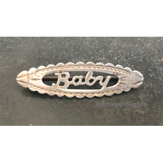 Vintage Silver BABY Nurse Pinback Button Badge (UK ~1910s/1920s)