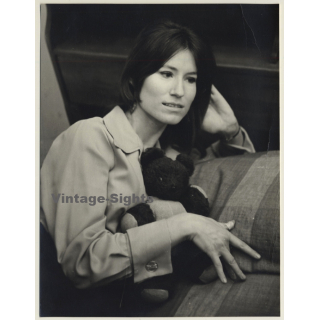 Jerri Bram (1942): Dreamy Darkhaired Female With Teddy Bear (Vintage Photo ~1970s)