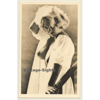 Seductive Busty Semi Nude In Negligee / Boobs Flash (2nd Gen. Photo ~1960s)