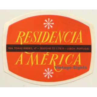 Lisboa / Portugal: Residencia América (Vintage Luggage Label)