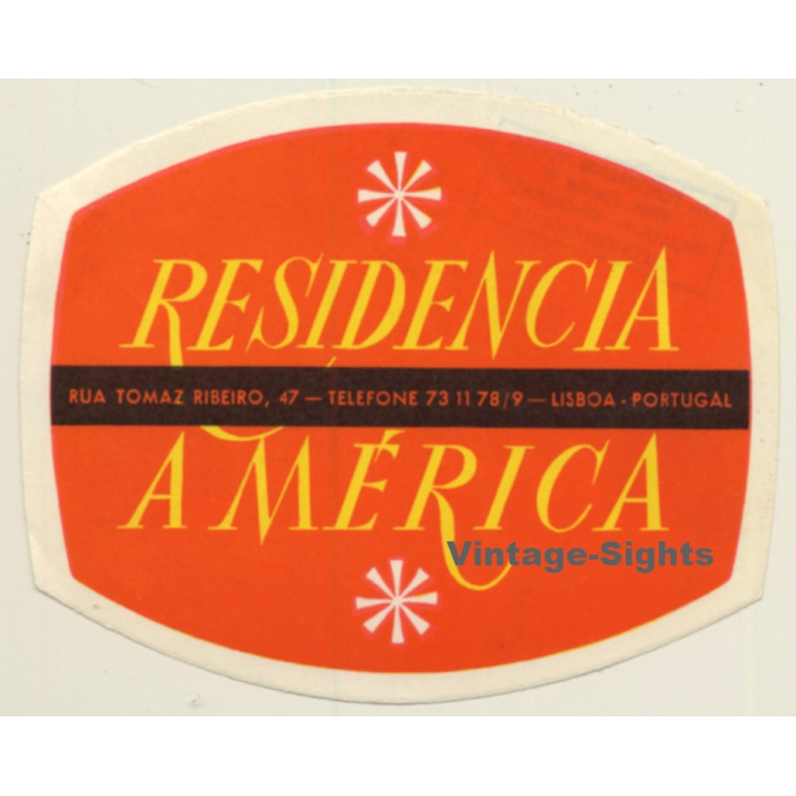 Lisboa / Portugal: Residencia América (Vintage Luggage Label)