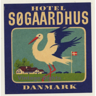 Denmark: Hotel Søgaardhus - Danmark (Vintage Luggage Label)