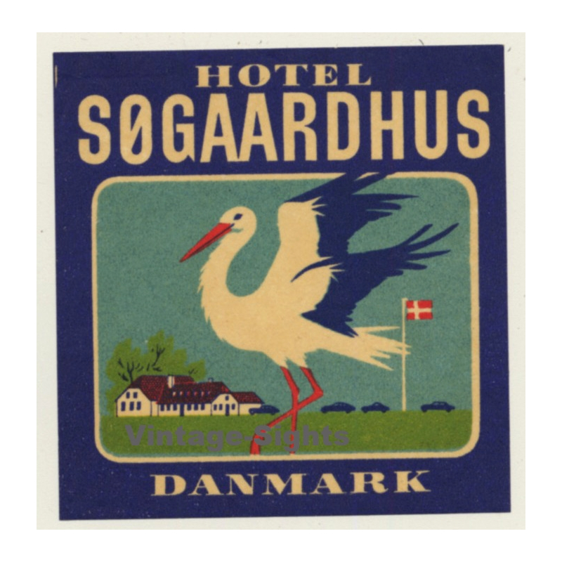 Denmark: Hotel Søgaardhus - Danmark (Vintage Luggage Label)