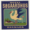 Denmark: Hotel Søgaardhus - Danmark (Vintage Luggage Label)