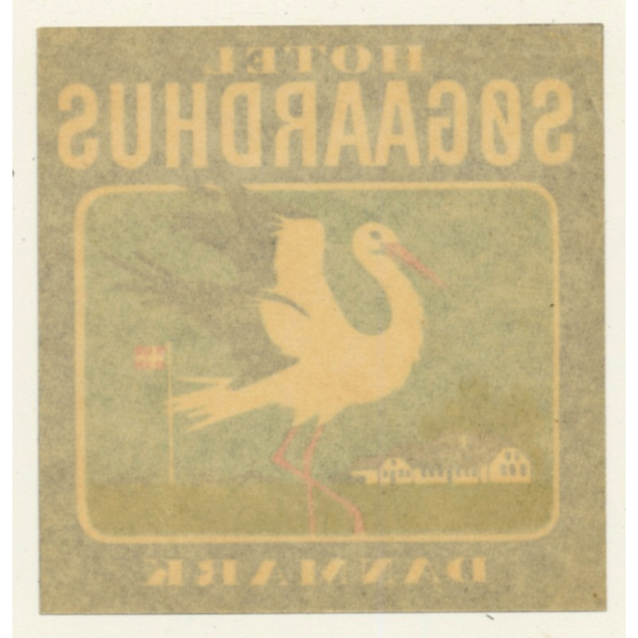 Denmark: Hotel Søgaardhus - Danmark (Vintage Luggage Label)
