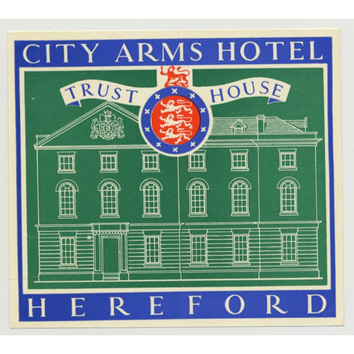 City Arms Hotel (Trust House) - Heresford / Great Britain (Vintage Luggage Label 1950s)