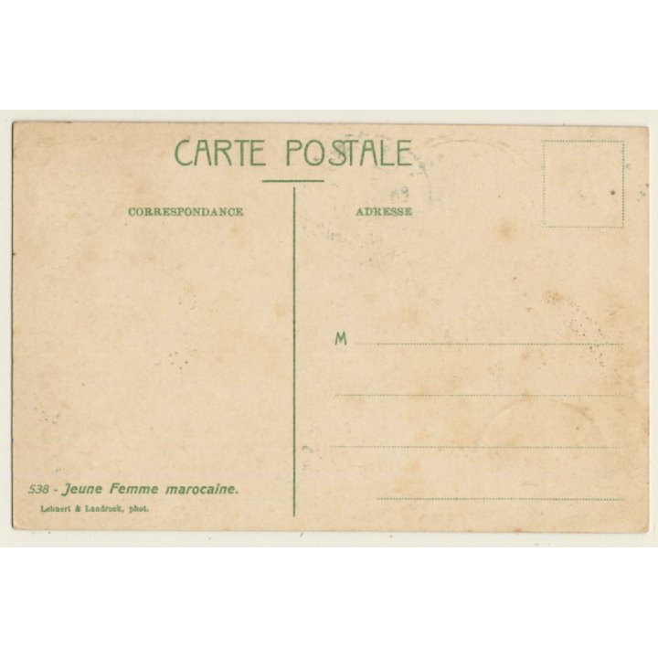 Lehnert & Landrock N°538: Jeune Femme Marocaine / Risqué - Ethnic (Vintage PC ~1910s/1920s)