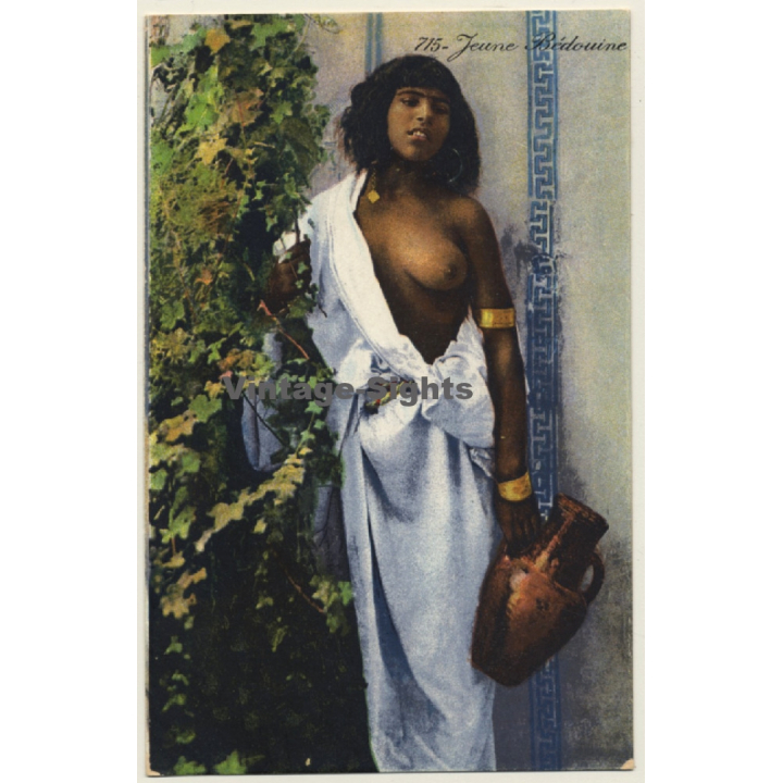 Lehnert & Landrock N°715: Jeune Bédouine / Risqué - Ethnic (Vintage PC ~1910s/1920s)