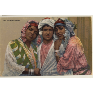 Lehnert & Landrock N°855: Fillettes Arabes / Ethnic (Vintage PC ~1910s/1920s)