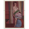 Nude Red Head Covers Herself W. Feather Fan / Boobs (Vintage Photo DDR 1960s)