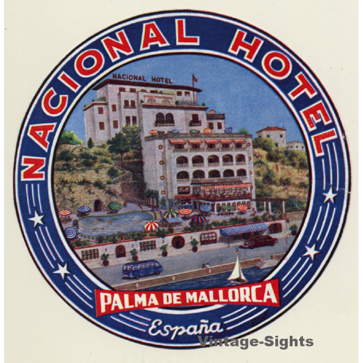 Palma De Mallorca / Spain: Hotel Nacional (Vintage Luggage Label)