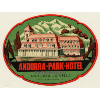 La Vella / Andorra: Park Hotel (Vintage Luggage Label)