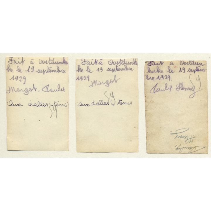 Oostduinkerke / Belgium: Female Tennis Players On Court (3 Vintage Photos 1929)