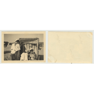 Stylish Couple & Girlfriend In Beach Basket (Vintage Photo 1950s)