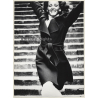 Great Take: Happy Female Fashion Model On Stairs / Coat (Vintage Fashion Photo: Wolfgang Klein 1980s DIN ~A4)