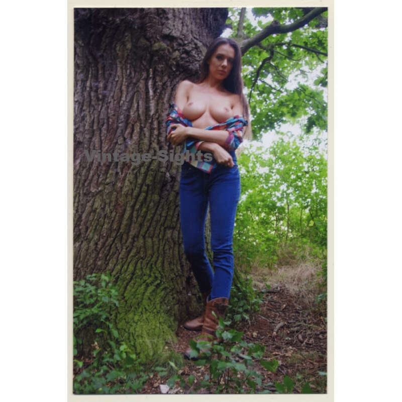 Slim Natural Semi Nude Undresses In Forest*1 / Boobs (Digital Photo Print ~2000s)
