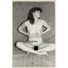 Pretty Brunette Nude Sitting Cross-Legged / Boobs (Vintage Photo GDR ~1980s)