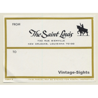 New Orleans / USA: The Saint Louis Hotel (Vintage Luggage Label)
