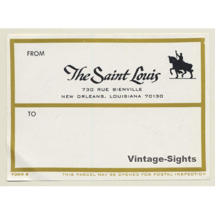 New Orleans / USA: The Saint Louis Hotel (Vintage Luggage Label)