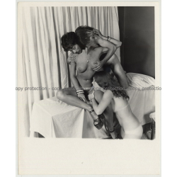 Nude Trio In Close Encounter / Tan Lines - Moustache (Vintage Photo Master 60s/70s)
