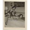 Irving Klaw?: Mistress Spanking Maid On Couch / BDSM - Gloves (Vintage Photo USA ~1960s)