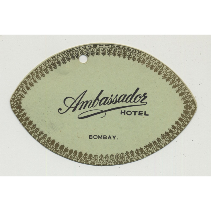Ambassador Hotel - Bombay / India (Vintage Luggage Tag)