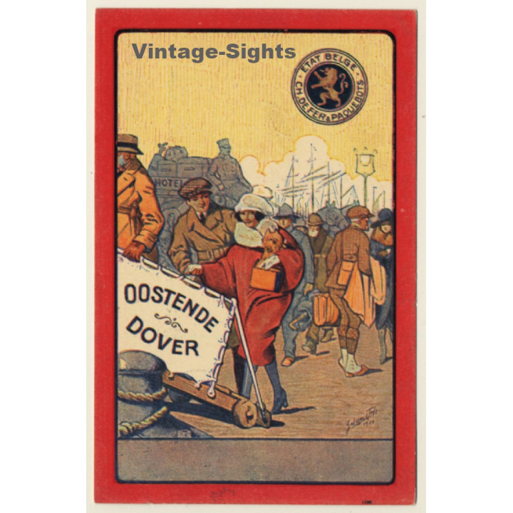 Etat Belge Chemin De Fer & Paquebots / Oostende Dover Steamship (Vintage PC 1921)