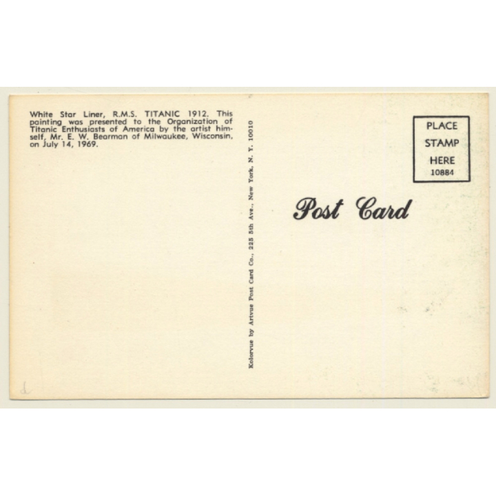 RMS Titanic White Star Liner / Steamer (PC Artvue ~1970s)