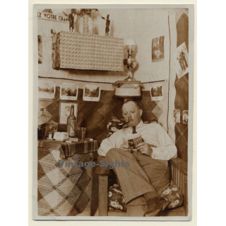 Boduna / Congo Belge: Colonialist Has Afternoon Whiskey & Soda (Vintage Photo 1926)