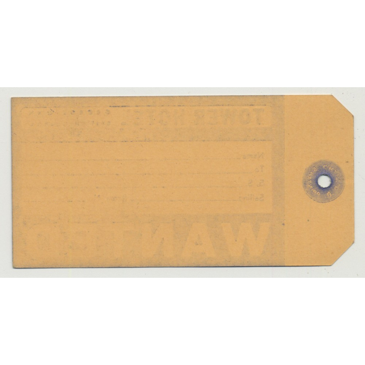 Tower Hotel - Georgetown / British Guiana (Vintage Luggage Tag) 'WANTED'