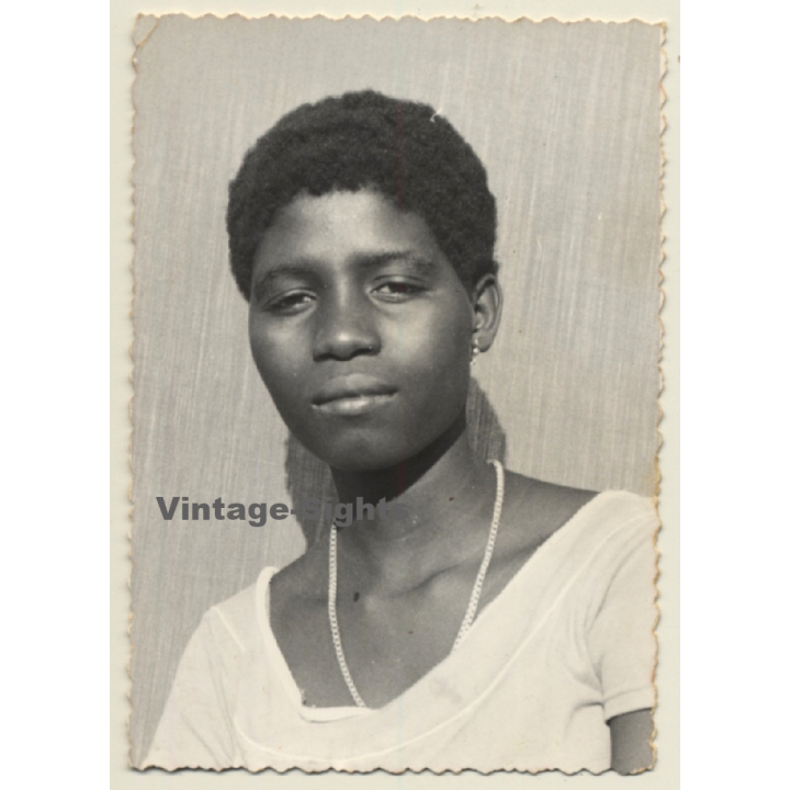 Portrait Of Natural Shorthaired African Woman (Vintage Photo ~1960s)