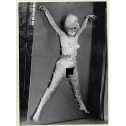 Nude Blonde Maid Tied To Wall / Gag - Bondage - BDSM (2nd Gen.Photo ~1960s)