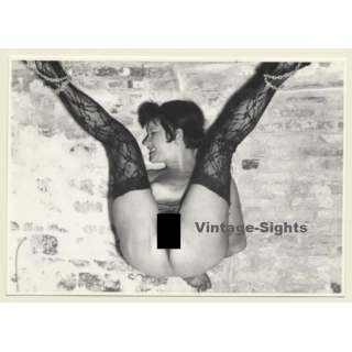 Nude Maid Tied In Dungeon / Bondage - Nylons - BDSM (Vintage Photo ~1960s)