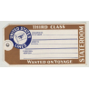 United States Lines - Third Class (Vintage Luggage Tag / Label)