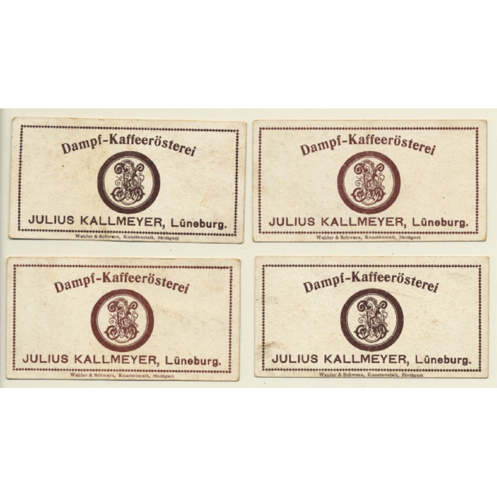 Kallmeyer Dampf-Kaffeerösterei: 4 x Entwicklung Der Seidencultur (Sammelkarten / Vintage Trading Cards )