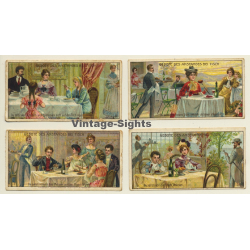 Kallmeyer Dampf-Kaffeerösterei: 4 x Gebote Des Anstandes Bei Tisch (Sammelkarten / Vintage Trading Cards )