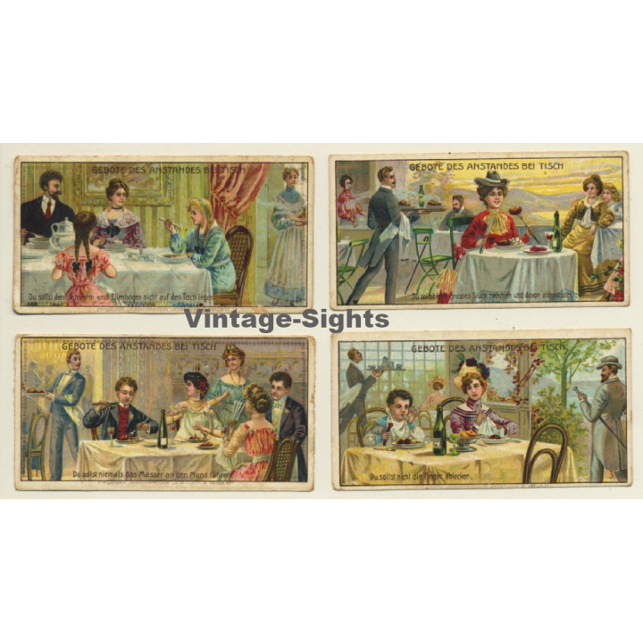 Kallmeyer Dampf-Kaffeerösterei: 4 x Gebote Des Anstandes Bei Tisch (Sammelkarten / Vintage Trading Cards )