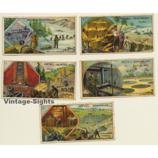 Kallmeyer Dampf-Kaffeerösterei: 5 x Metall Gewinnung (Sammelkarten / Vintage Trading Cards )