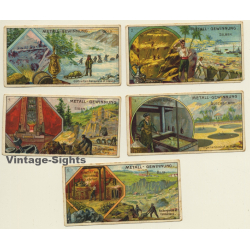 Kallmeyer Dampf-Kaffeerösterei: 5 x Metall Gewinnung (Sammelkarten / Vintage Trading Cards )